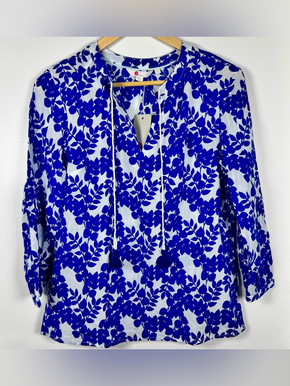 BODEN Gauzy Cotton Tie Neck Flowy Top Women’s U.S. 2  Small NEW Cottagecore Boho